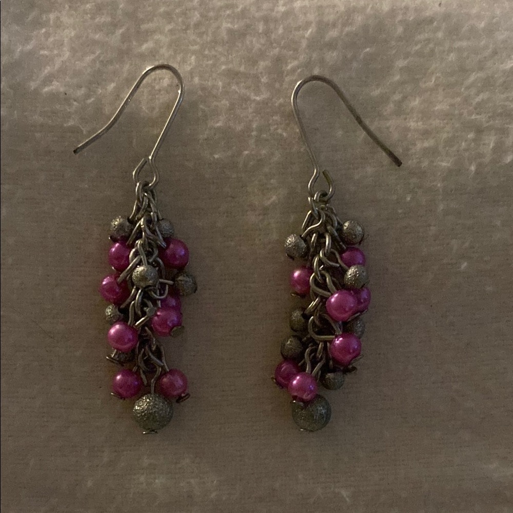 Elegant Pink and Silver Dangle Earrings